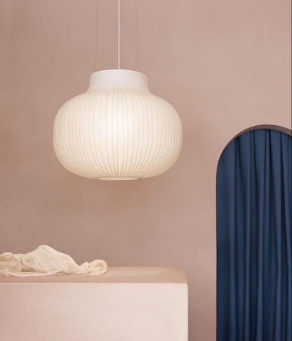Muuto-Inspired Ribbed Globe Pendant Light – Soft Minimalist Statement for Modern Interiors