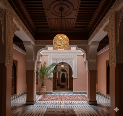 Moroccan Brass Globe Pendant Light Round Ball Shape