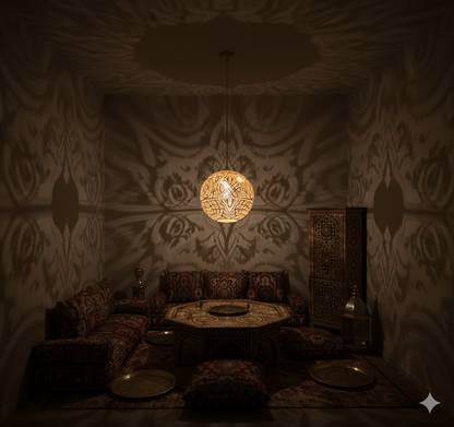 Moroccan Brass Globe Pendant Light Round Ball Shape