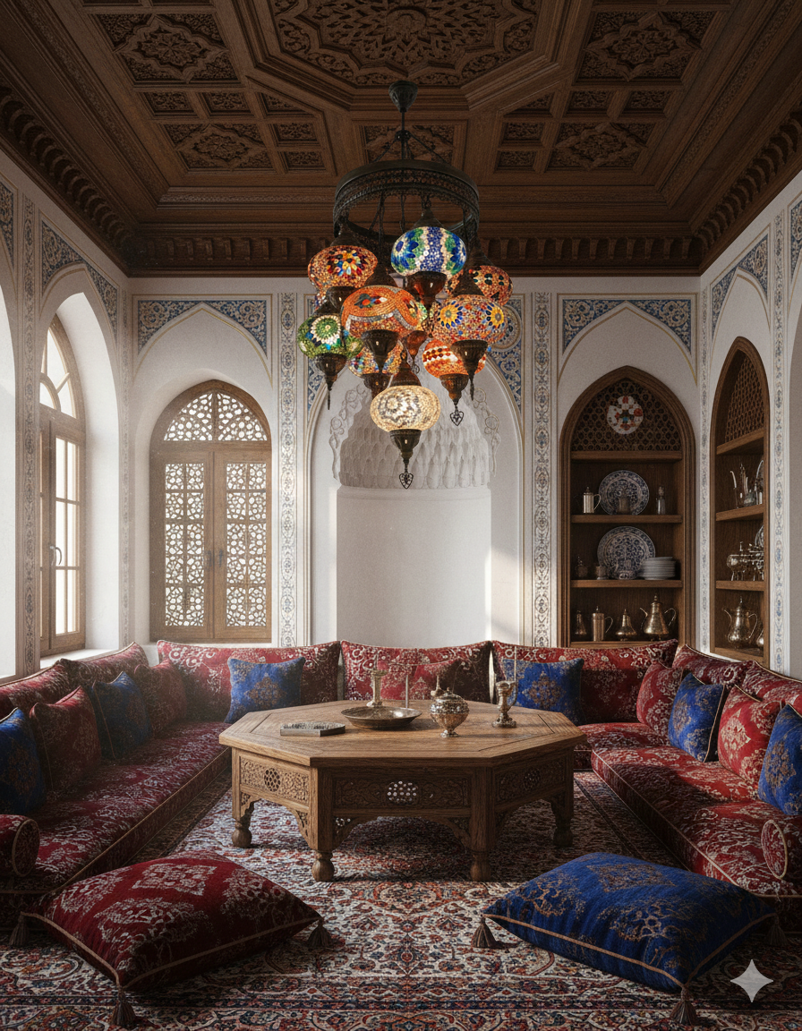 Sultan Style Turkish Mosaic Chandelier – 11 Hanging Glass Globes