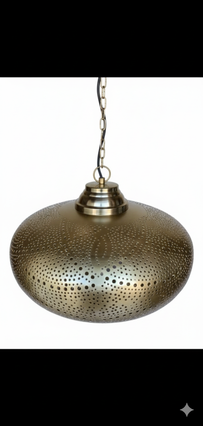 Handmade Moroccan Brass Pendant Light | Perforated Dome Chandelier 50 C.M