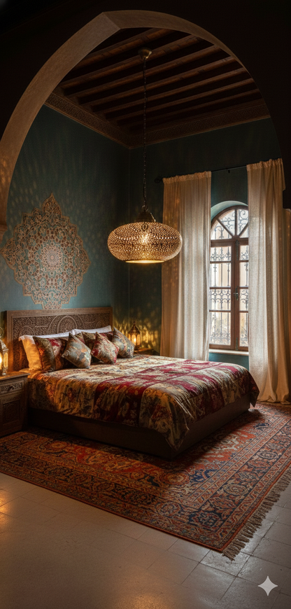 Handmade Moroccan Brass Pendant Light | Perforated Dome Chandelier 50 C.M