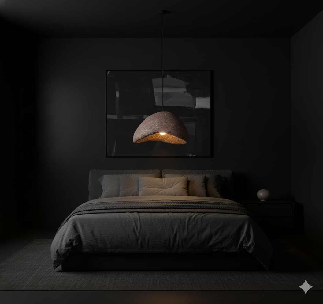 Wabi Sabi Organic Pebble Stone Pendant Light | Minimalist Textured LED Chandelier reddish-brown