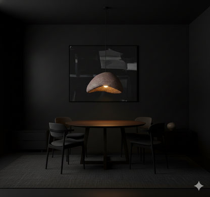 Wabi Sabi Organic Pebble Stone Pendant Light | Minimalist Textured LED Chandelier reddish-brown