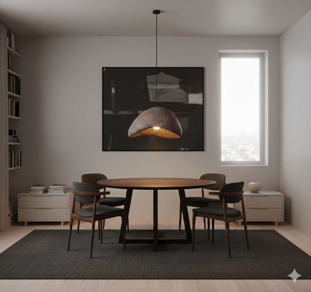 Wabi Sabi Organic Pebble Stone Pendant Light | Minimalist Textured LED Chandelier reddish-brown