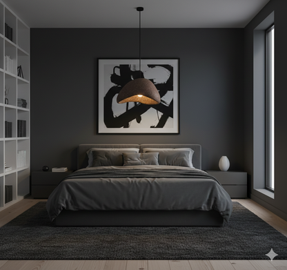 Wabi Sabi Organic Pebble Stone Pendant Light | Minimalist Textured LED Chandelier reddish-brown