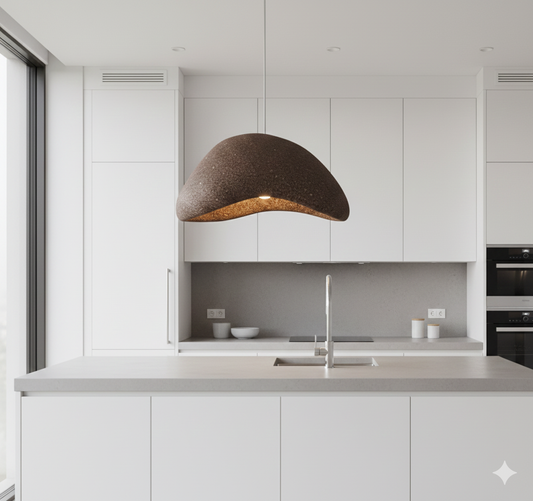 Wabi Sabi Organic Pebble Stone Pendant Light | Minimalist Textured LED Chandelier reddish-brown