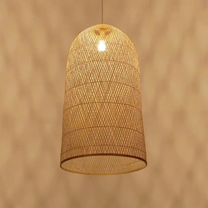 Natural Rattan Bamboo Cage Pendant Light 90 C.M– Handwoven Wicker Lamp