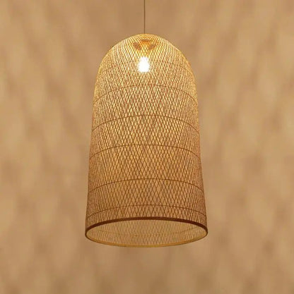 Natural Rattan Bamboo Cage Pendant Light 90 C.M– Handwoven Wicker Lamp