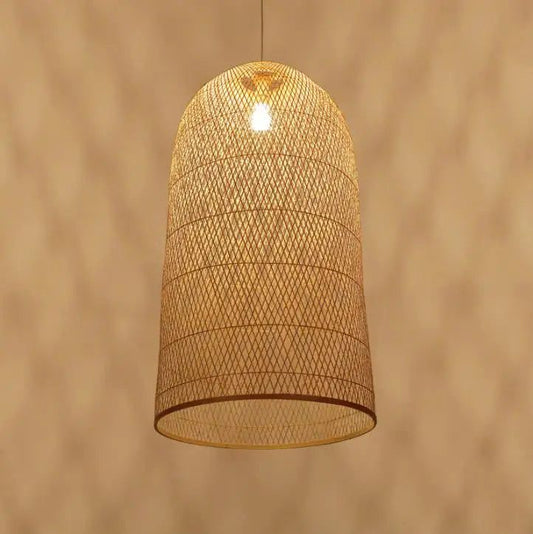 Natural Rattan Bamboo Cage Pendant Light 90 C.M– Handwoven Wicker Lamp