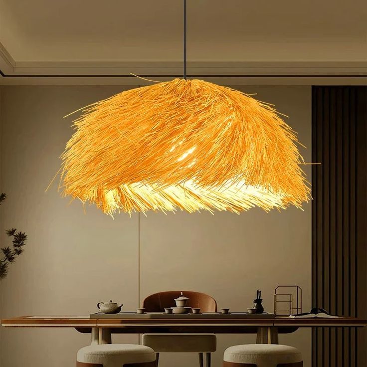 Handmade Rattan Bamboo Pendant Light – Modern Tropical Ceiling Lamp for Kitchen Island & Dining Room 50 C.M