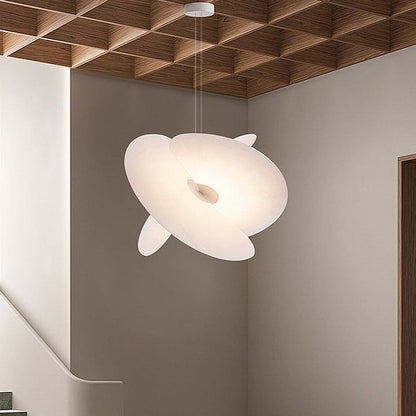Modern Magnetic PET Fan Chandelier – Lightweight Statement Light with Rice Paper Effect