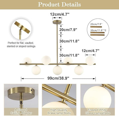 Brushed Brass Gold Sputnik Chandelier - 7-Light Mid-Century Modern Pendant Light