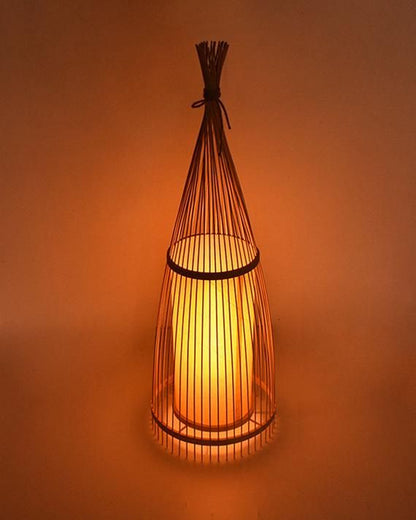 Handcrafted Bamboo Tapered Floor Lamp – Warm Ambient Light for Bedroom & Living Room Decor