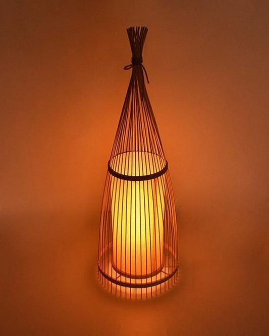 Handcrafted Bamboo Tapered Floor Lamp – Warm Ambient Light for Bedroom & Living Room Decor