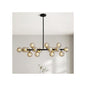 Modern Linear 16-Light Polished Black Beaded Chandelier