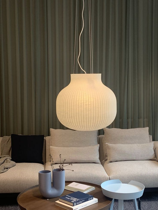 Muuto-Inspired Ribbed Globe Pendant Light – Soft Minimalist Statement for Modern Interiors