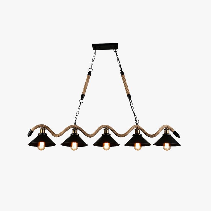 Vintage Industrial 5-Light Rope Pendant Lamp