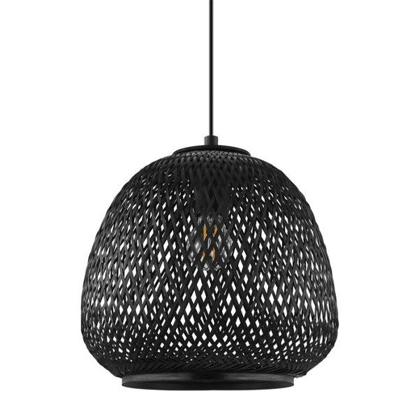 Stylish Black Rattan Wood Pendant Light – Vintage Boho Design 50 C.M