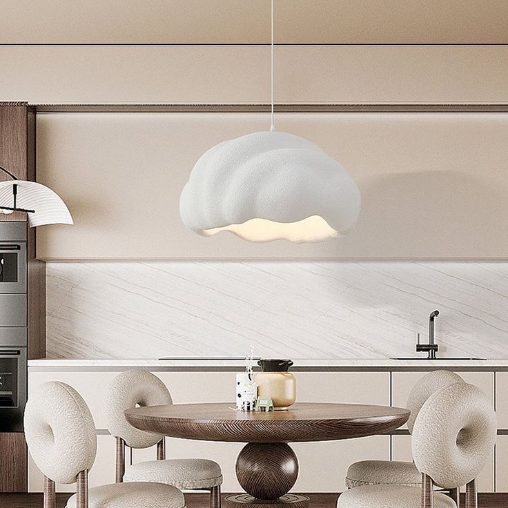 Scandinavian Cream LED Chandelier – Minimalist Modern Pendant Light for Dining, Bar, Bedroom & Living Spaces