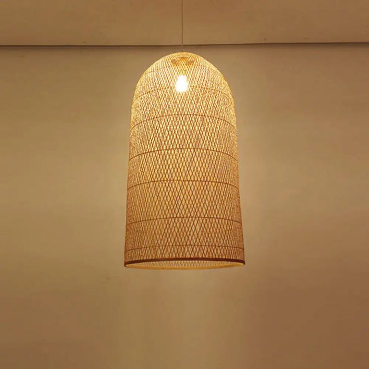 Natural Rattan Bamboo Cage Pendant Light 90 C.M– Handwoven Wicker Lamp