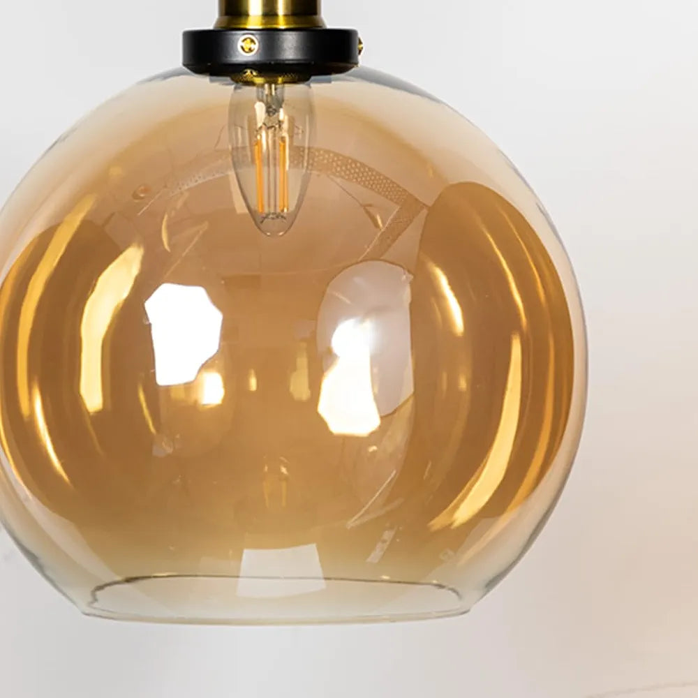 Vintage Pendant Light with Clear Glass Globe Shade ( 20 cm)