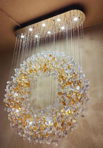 Customized Stone Crystal LED Chandelier – Modern Luxury Pendant Light 80 C.M