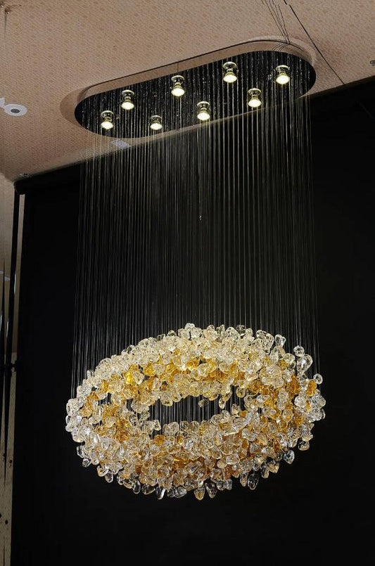 Customized Stone Crystal LED Chandelier – Modern Luxury Pendant Light 80 C.M