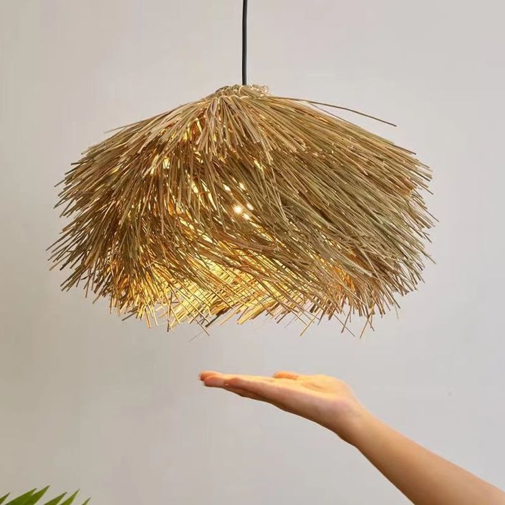 Handmade Rattan Bamboo Pendant Light – Modern Tropical Ceiling Lamp for Kitchen Island & Dining Room 50 C.M