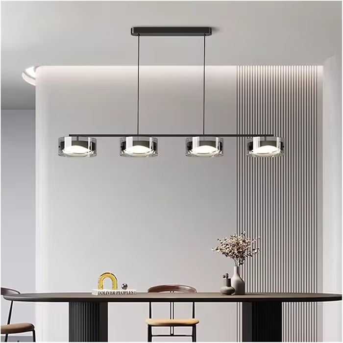 Modern Long Linear Dining Table Chandelier – Aluminum LED Pendant Light for Kitchen Island & Dining Room (Cool White)