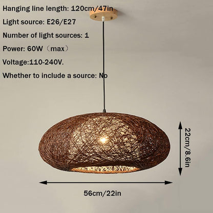 Handwoven Bamboo & Rattan Chandelier - Rustic Antique Ceiling Lamp 50 C.M