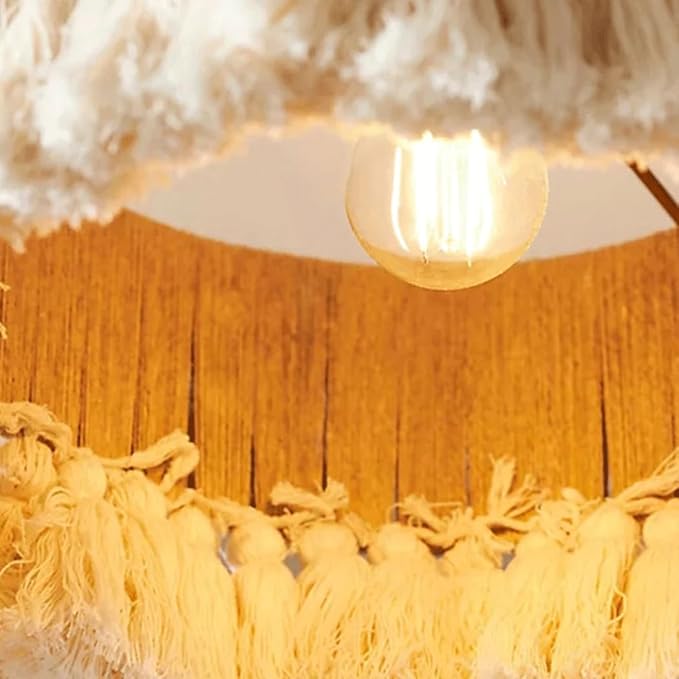 Vintage Hemp Rope Industrial Pendant Light – Handwoven Bamboo Bohemian Ceiling Lamp for Kitchen, Dining & Bedroom 60 C.M