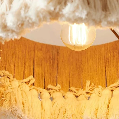 Vintage Hemp Rope Industrial Pendant Light – Handwoven Bamboo Bohemian Ceiling Lamp for Kitchen, Dining & Bedroom 60 C.M