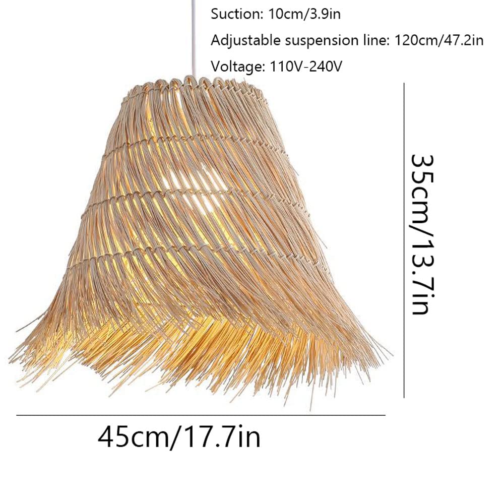 Handwoven Bamboo Rattan Pendant Light – Modern Wicker Ceiling Lamp for Kitchen Island & Living Spaces