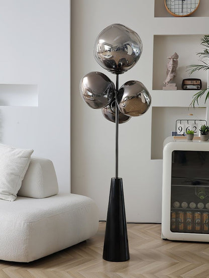 Lava Column Floor Lamp – Smoke Gray & Black Elegance