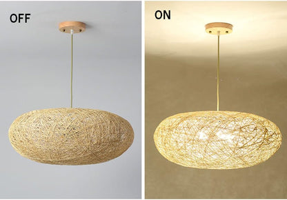 Handwoven Bamboo & Rattan Chandelier - Rustic Antique Ceiling Lamp 50 C.M