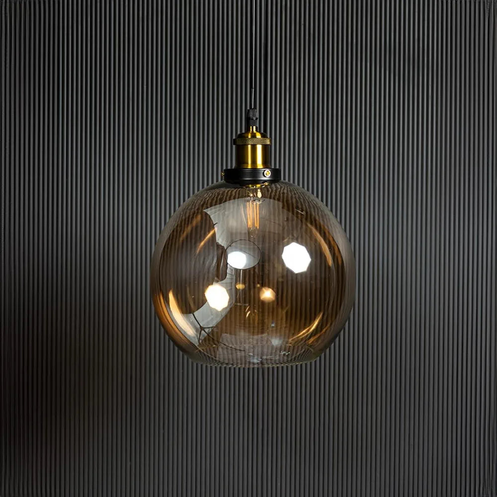 Vintage Pendant Light with Clear Glass Globe Shade ( 20 cm)