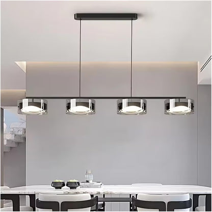 Modern Long Linear Dining Table Chandelier – Aluminum LED Pendant Light for Kitchen Island & Dining Room (Cool White)