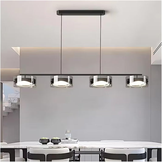 Modern Long Linear Dining Table Chandelier – Aluminum LED Pendant Light for Kitchen Island & Dining Room (Cool White)