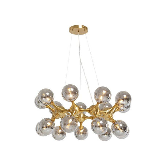 Modern Gold Molecular Chandelier – Smoked 18 Glass Globe Lighting