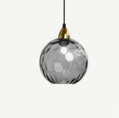 Glass Ball Pendant Light with Bronze Gold Bracket – 200mm Elegant Hanging Lamp