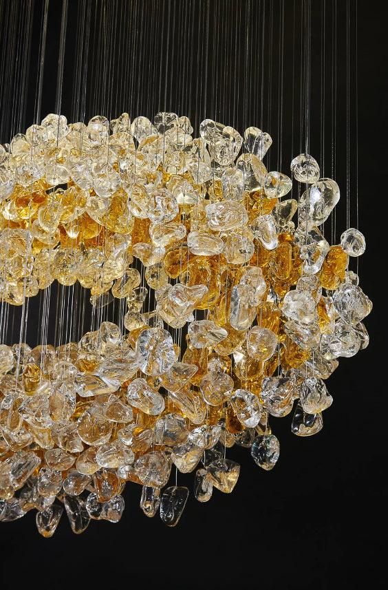 Customized Stone Crystal LED Chandelier – Modern Luxury Pendant Light 80 C.M