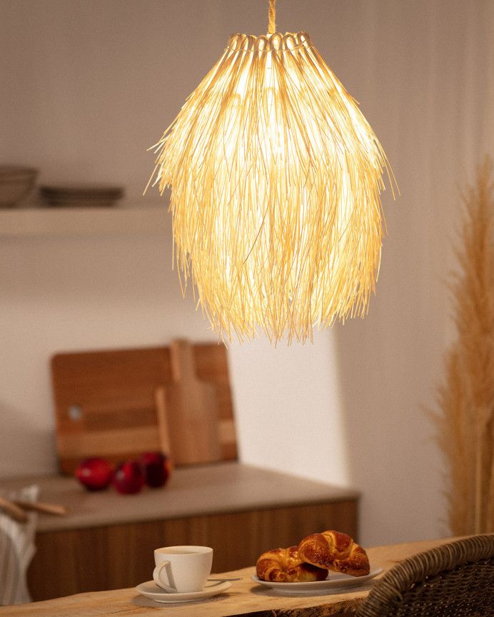 Wicker Pendant Lamp - Oriental Style Rattan Ceiling Light 60 C.M