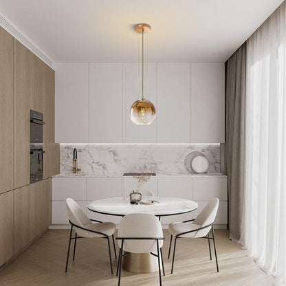 Modern Gold Glass Pendant Light fixture.