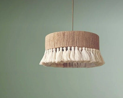 Vintage Hemp Rope Industrial Pendant Light – Handwoven Bamboo Bohemian Ceiling Lamp for Kitchen, Dining & Bedroom 60 C.M