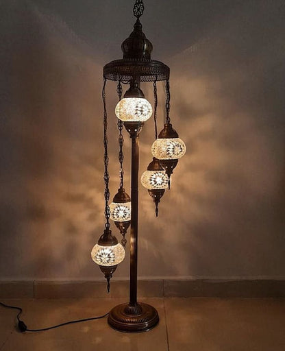 Turkish Mosaic Floor Lamp – 5/7 Globe Standing Lamp with LED Bulbs