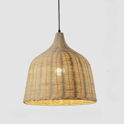 Bamboo Pendant Light – Japanese Style Hand-Woven Rattan Hanging Lamp for Dining Room, Bedroom & Café Décor