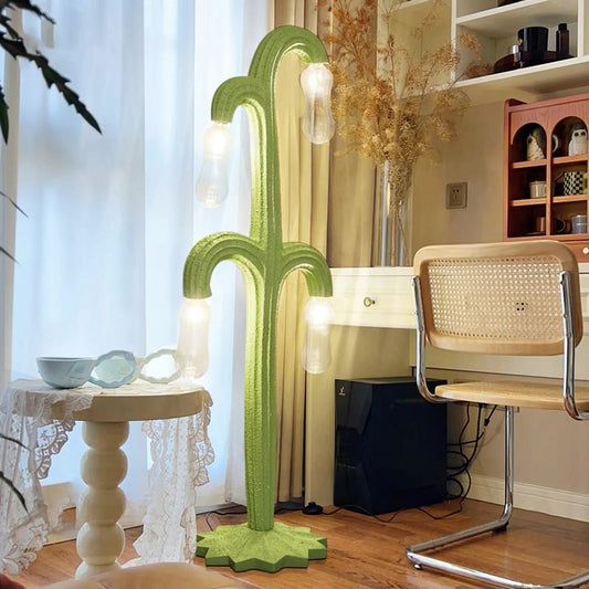 Cactus Floor Lamp – Green Resin Artistic Statement Light,Indoor Decorative Lighting