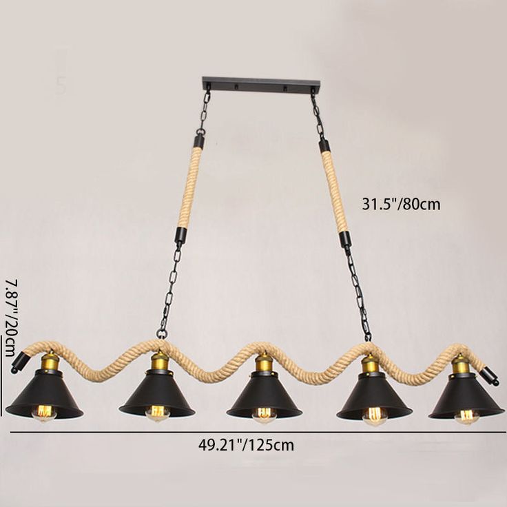 Vintage Industrial 5-Light Rope Pendant Lamp