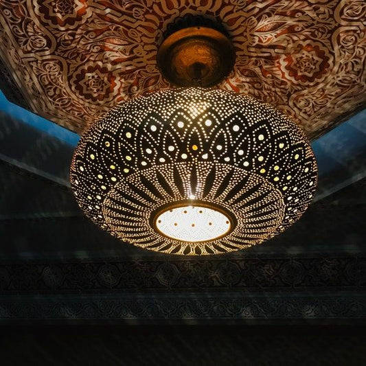 Elegant Moroccan Brass Pendant Light – Handmade Ceiling Chandelier with Adjustable Chain 55 C.M